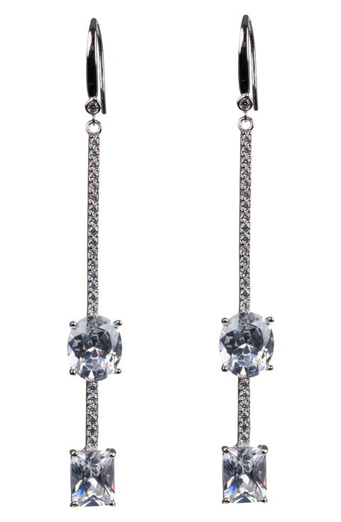 Cubic Zirconia Linear Drop Earrings
