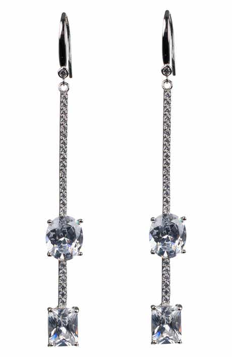 CZ by Kenneth Jay Lane Cubic Zirconia Linear Drop Earrings