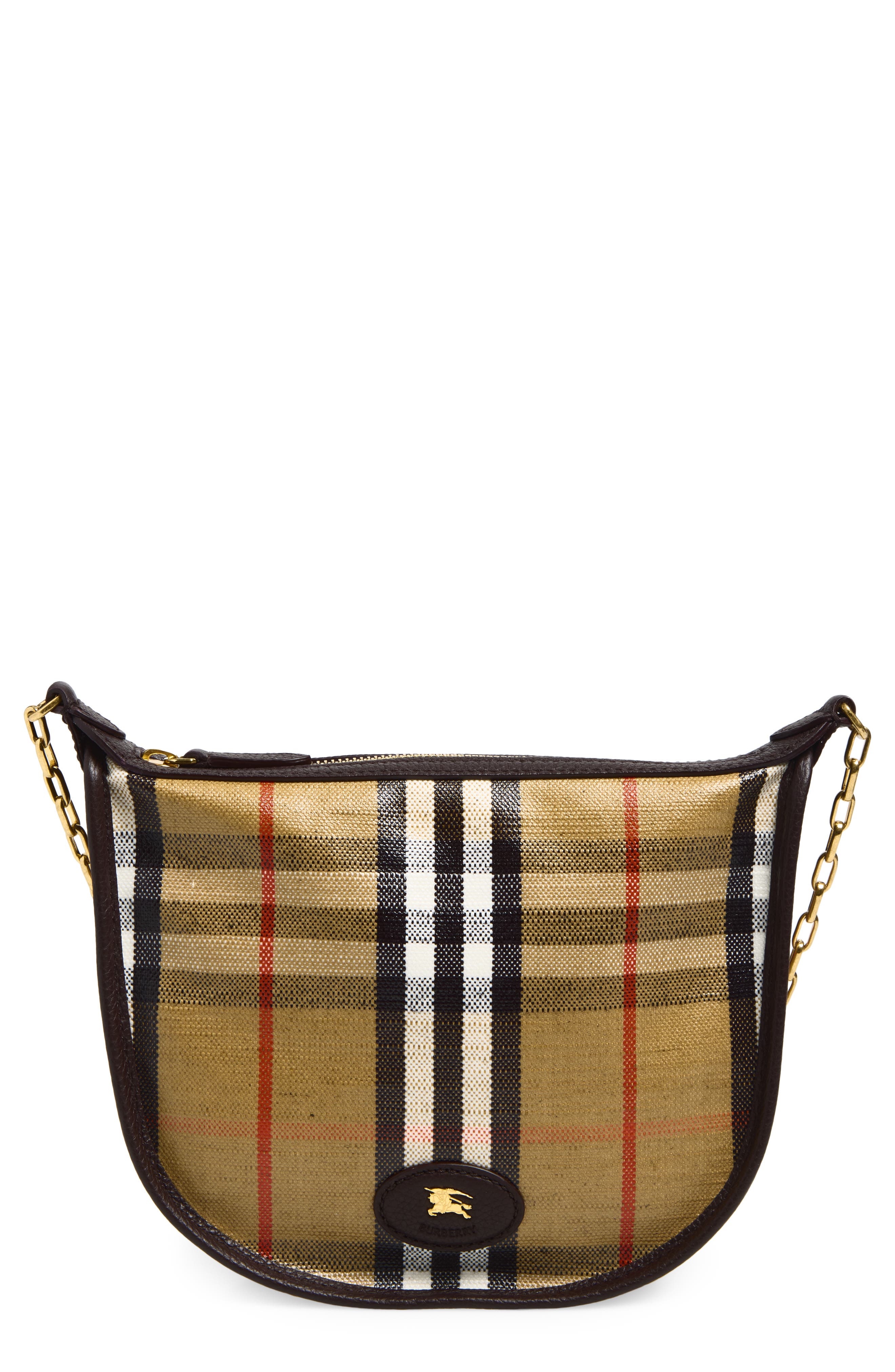 Burberry Coated Canvas Shoulder Bag, Main, color, Sand