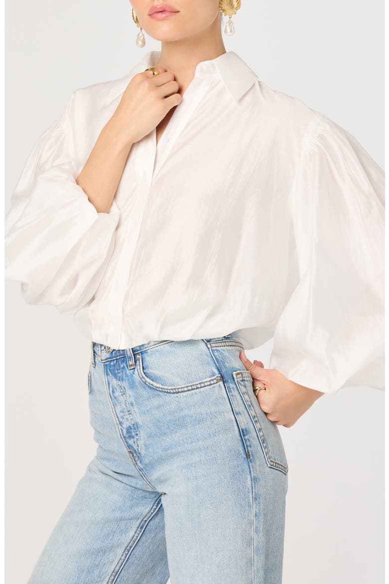 Cordey Long Sleeve Bubble Hem Top, Alternate, color, WHITE