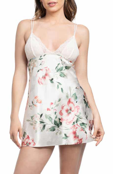 In Bloom by Jonquil Tatiana Floral Lace Trim Satin Chemise