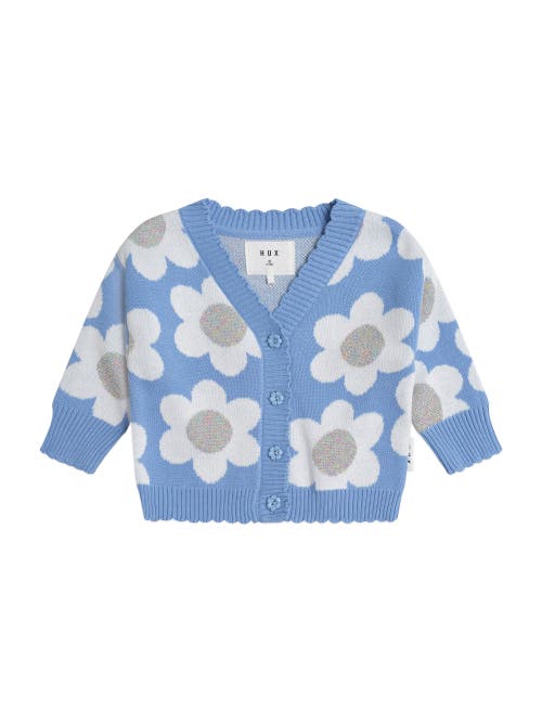 Huxbaby Daisy Scalloped Knit Cardi In Pink