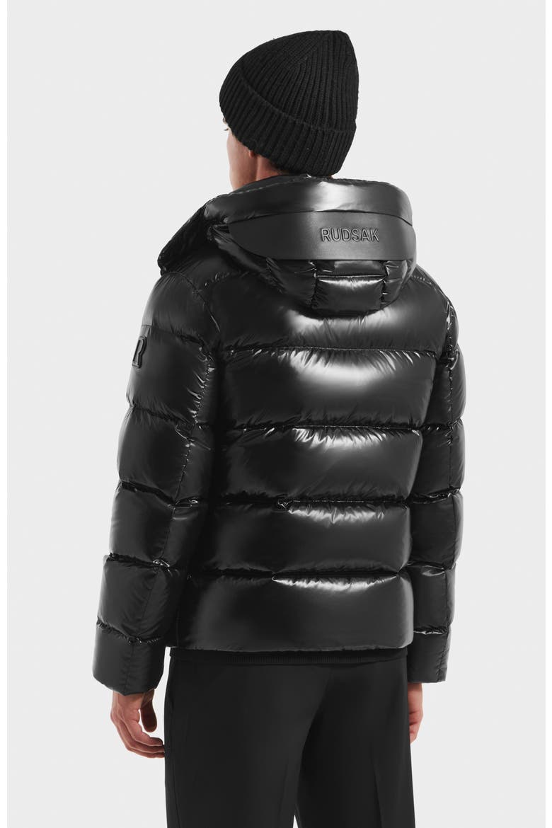 Joel Glossy Down Puffer Jacket, Alternate, color, Black