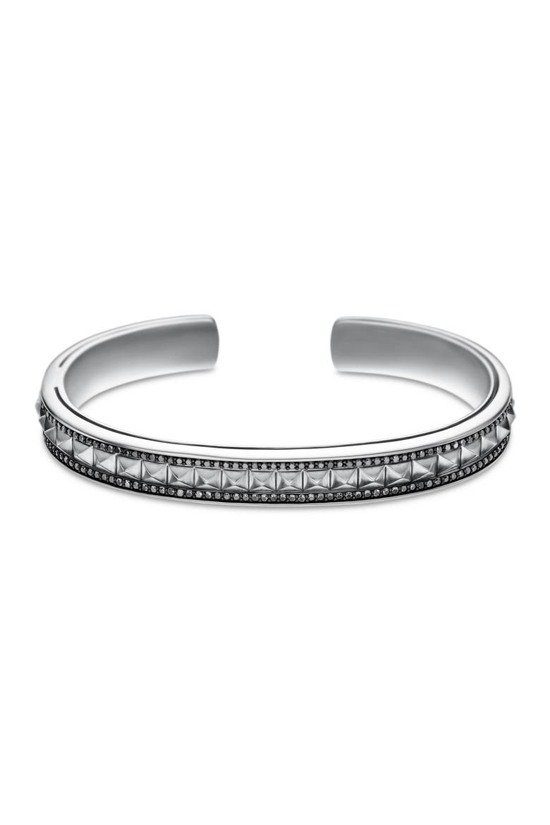 Pyramid Cuff Bracelet in Sterling Silver with Diamonds, 9.6mm, Alternate, color, SILVER PAVE
