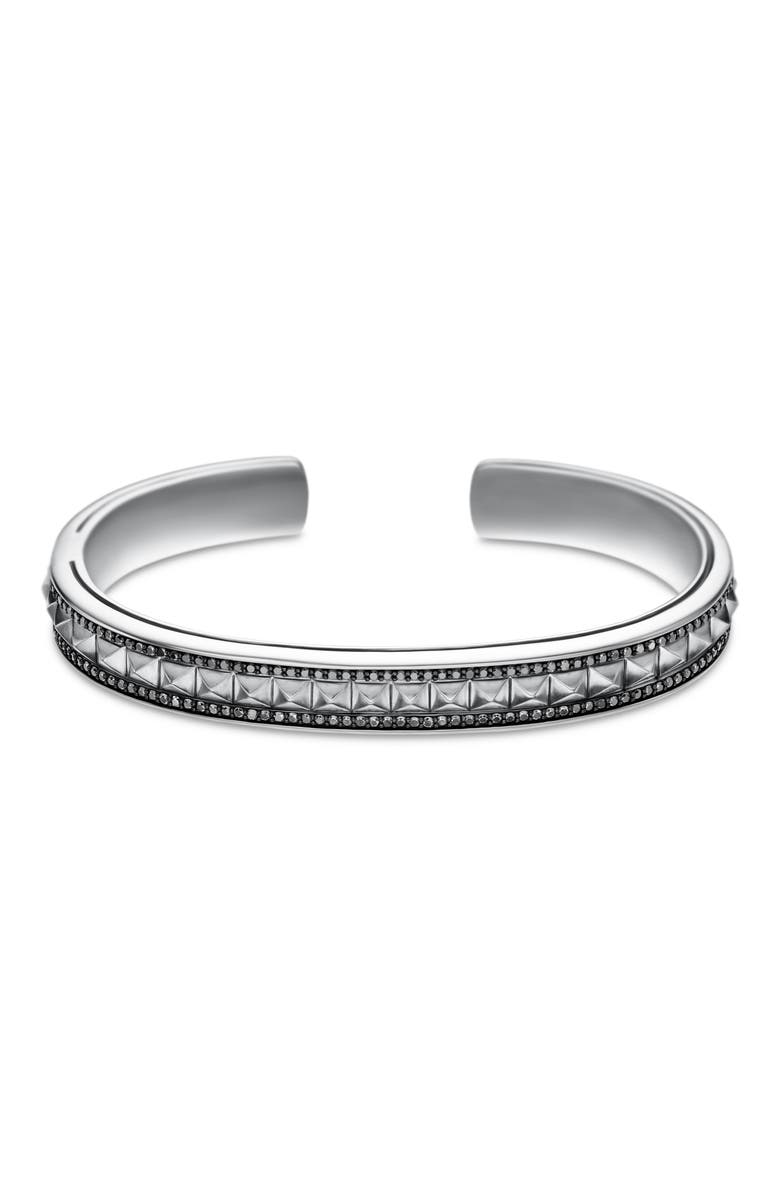 David Yurman Pyramid Cuff Bracelet in Sterling Silver with Diamonds, 9.6mm, Alternate, color,