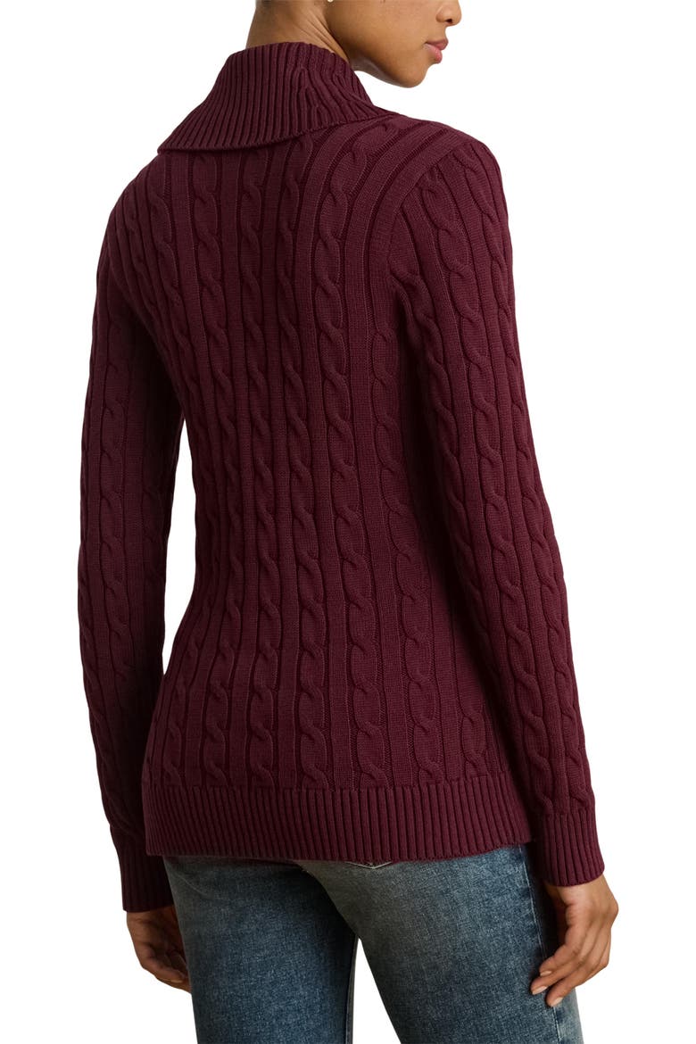 Cable Stitch Cotton Wrap Cardigan, Alternate, color, DARK GARNET