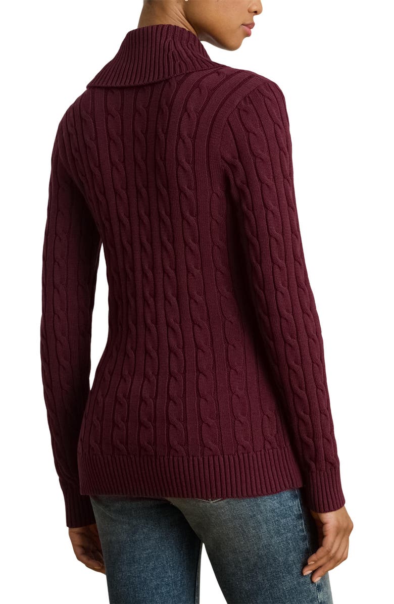 Lauren Ralph Lauren Cable Stitch Cotton Wrap Cardigan, Alternate, color, Dark Garnet