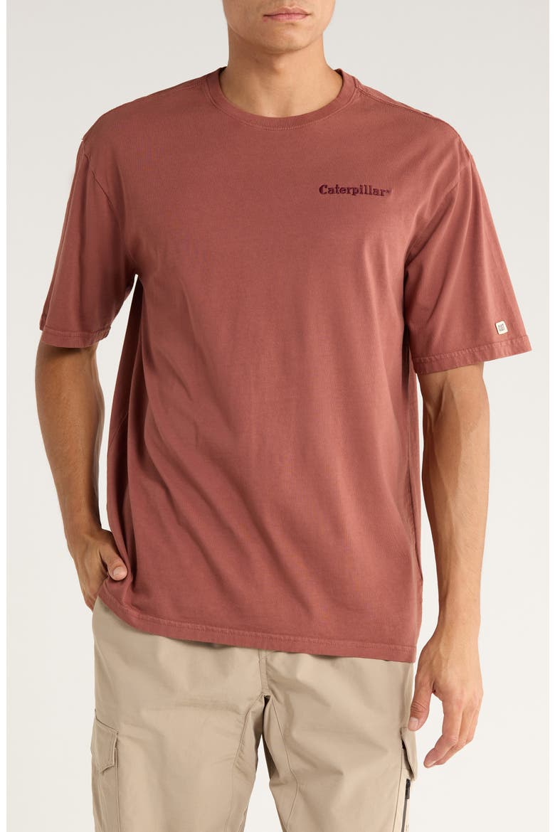 Relaxed Fit Embroidered Heavyweight Cotton T-Shirt, Main, color, RUSSET