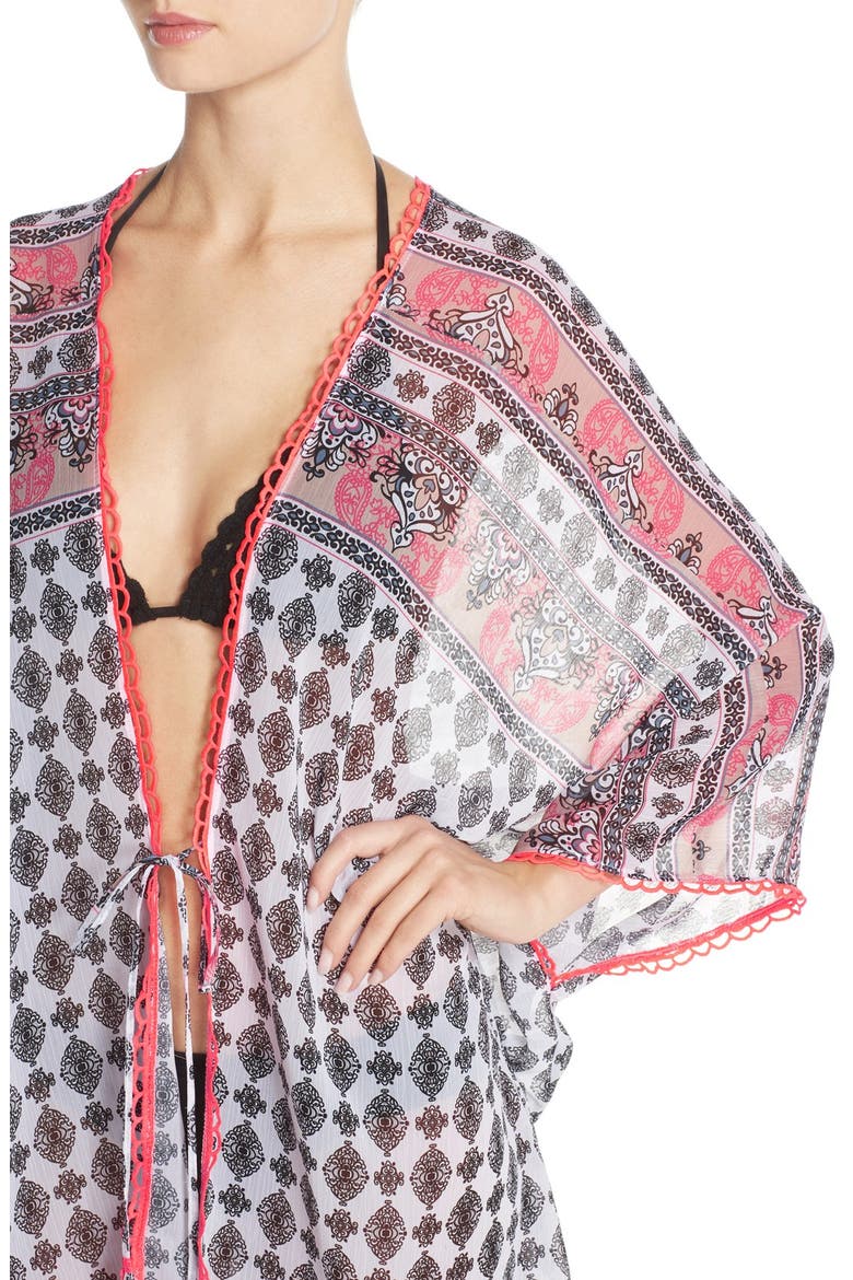 'Belly Dancer' Kimono Cover-Up, Alternate, color, MULTI WHITE