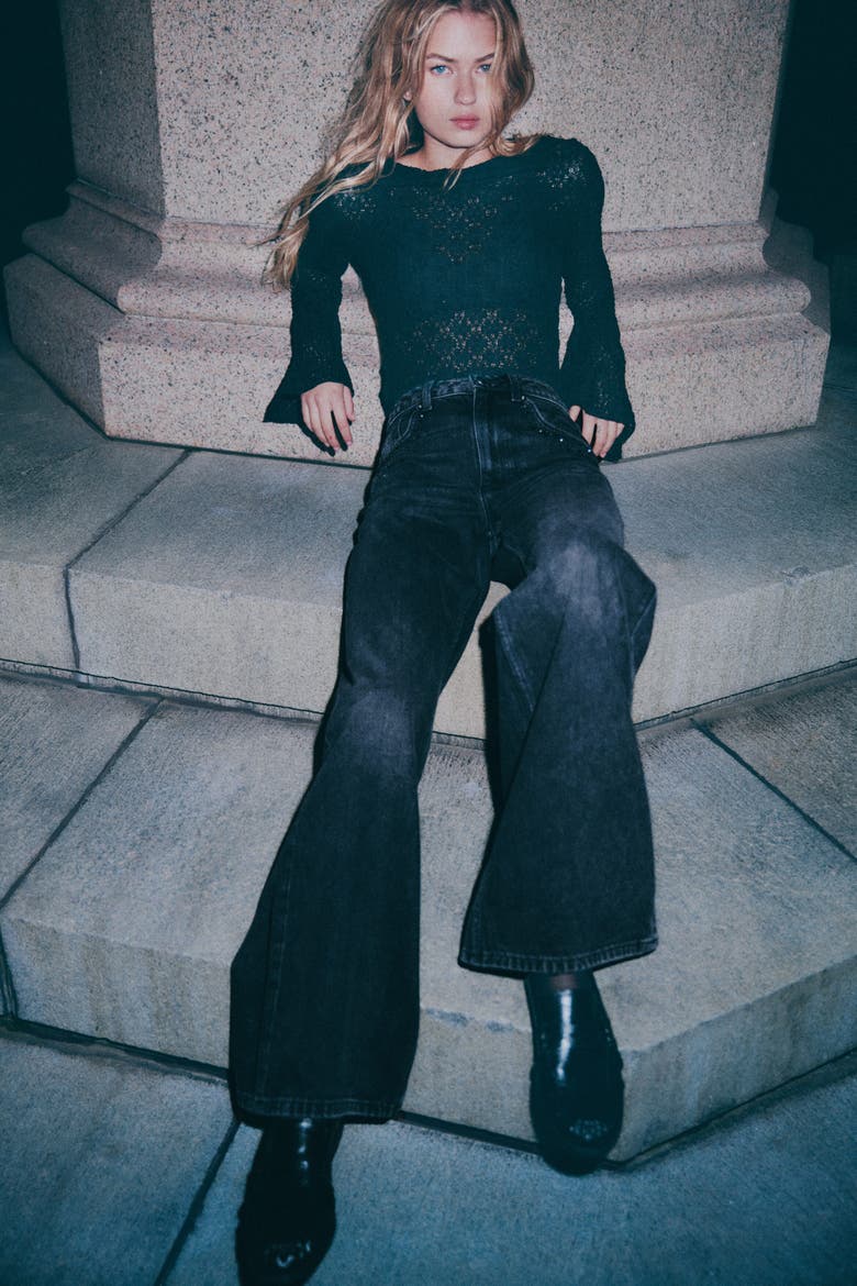 Wide Ultra High Jeans, Alternate, color, Denim black