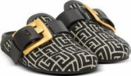 Balmain Anthem Mules In Jacquard Canvas With Pb Monogram