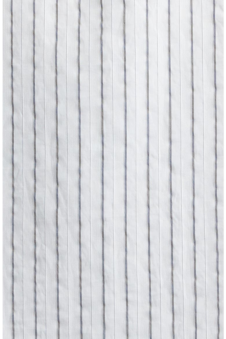 Pleated Boxy Stripe Dobby Button-Up Shirt, Alternate, color, WHITE