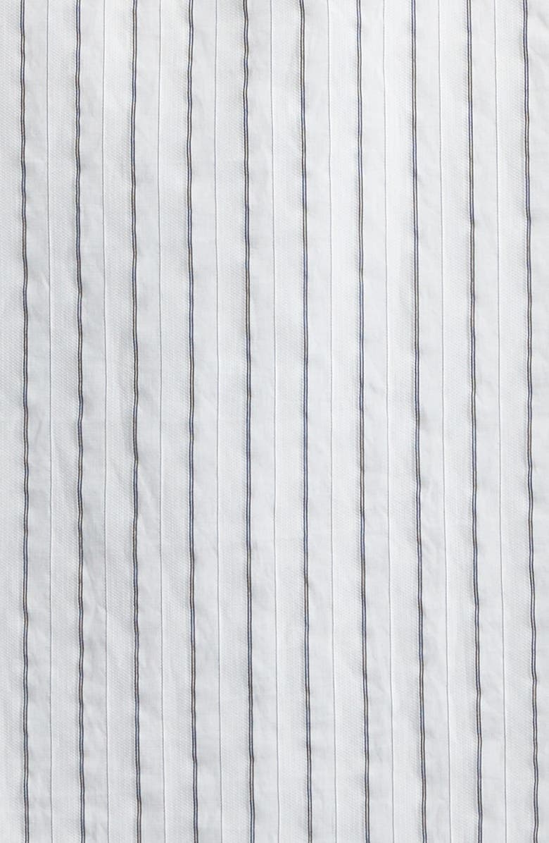 SONG FOR THE MUTE Pleated Boxy Stripe Dobby Button-Up Shirt, Alternate, color, White