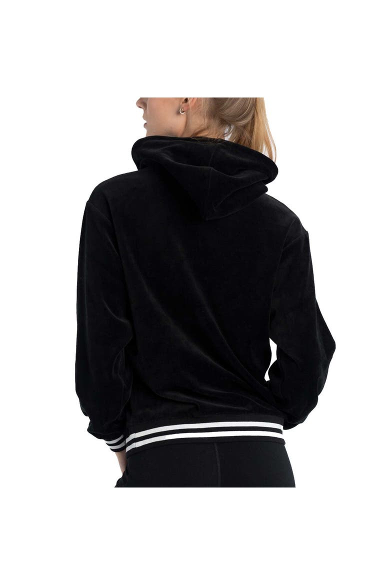 Women's Lusso Black Chicago Bulls Nellie Oversized Velour Pullover Hoodie, Alternate, color, Black