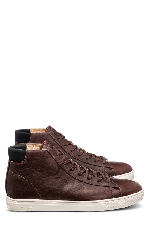 CLAE Bradley High Top Sneaker in Cocoa Leather  product