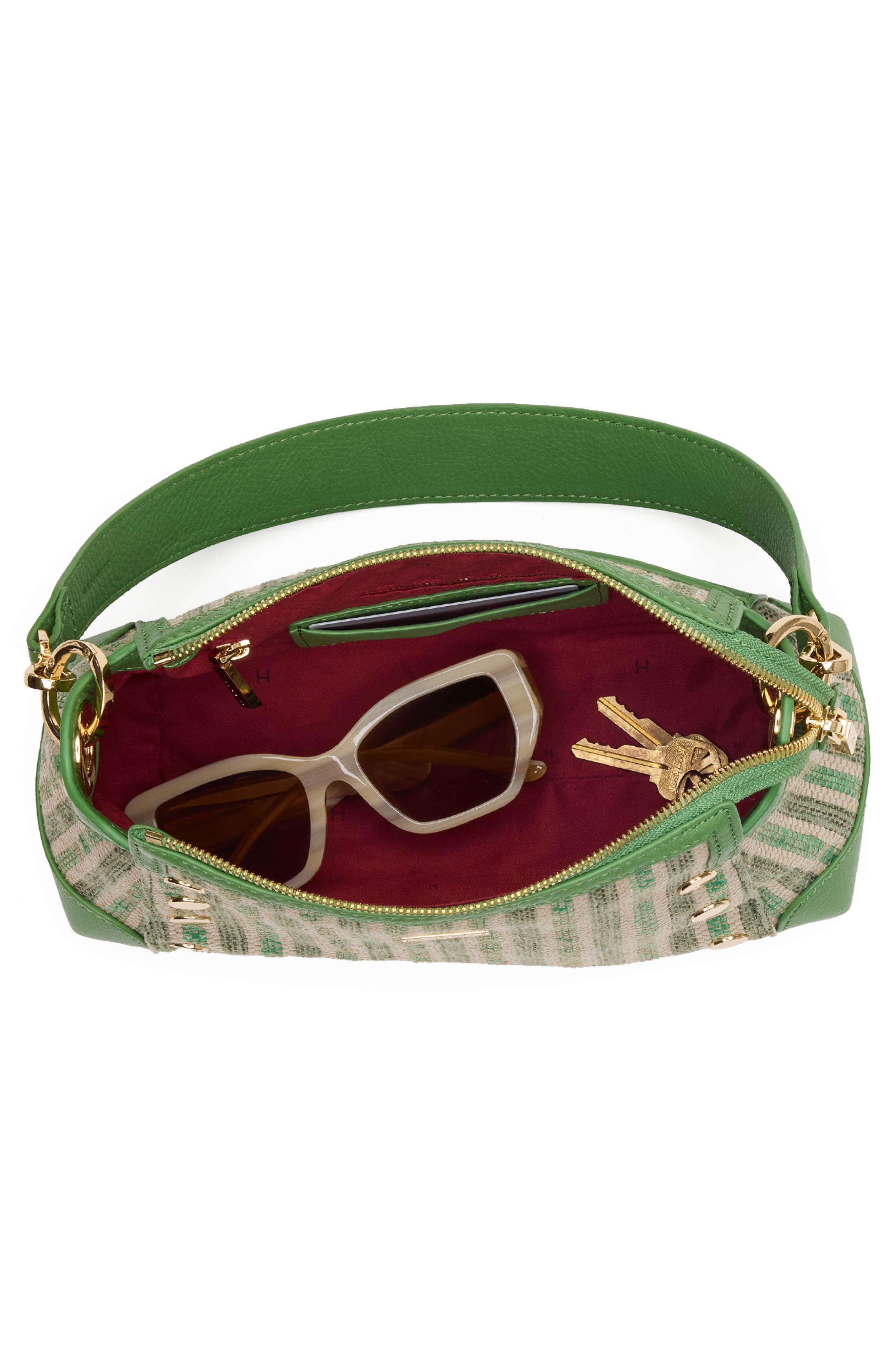 HAMMITT Medium Bryant Shoulder Bag, Alternate, color, Pickle Stripe/ Gold