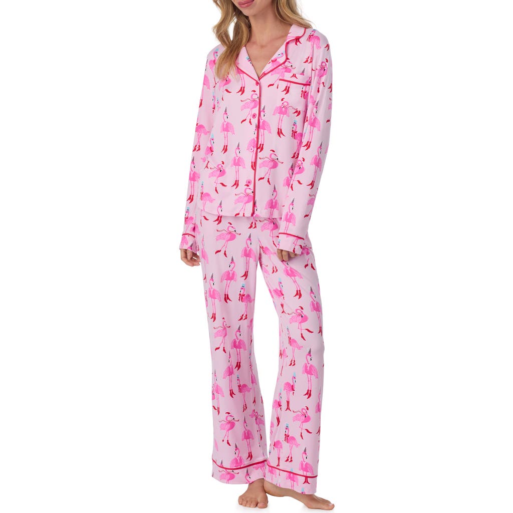 Room Service Pjs Long Sleeve Print Pajamas In Pink