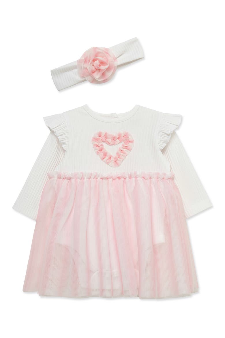 Kids' Sweetheart Tutu Bodysuit & Headband Set, Main, color, WHITE/ PINK