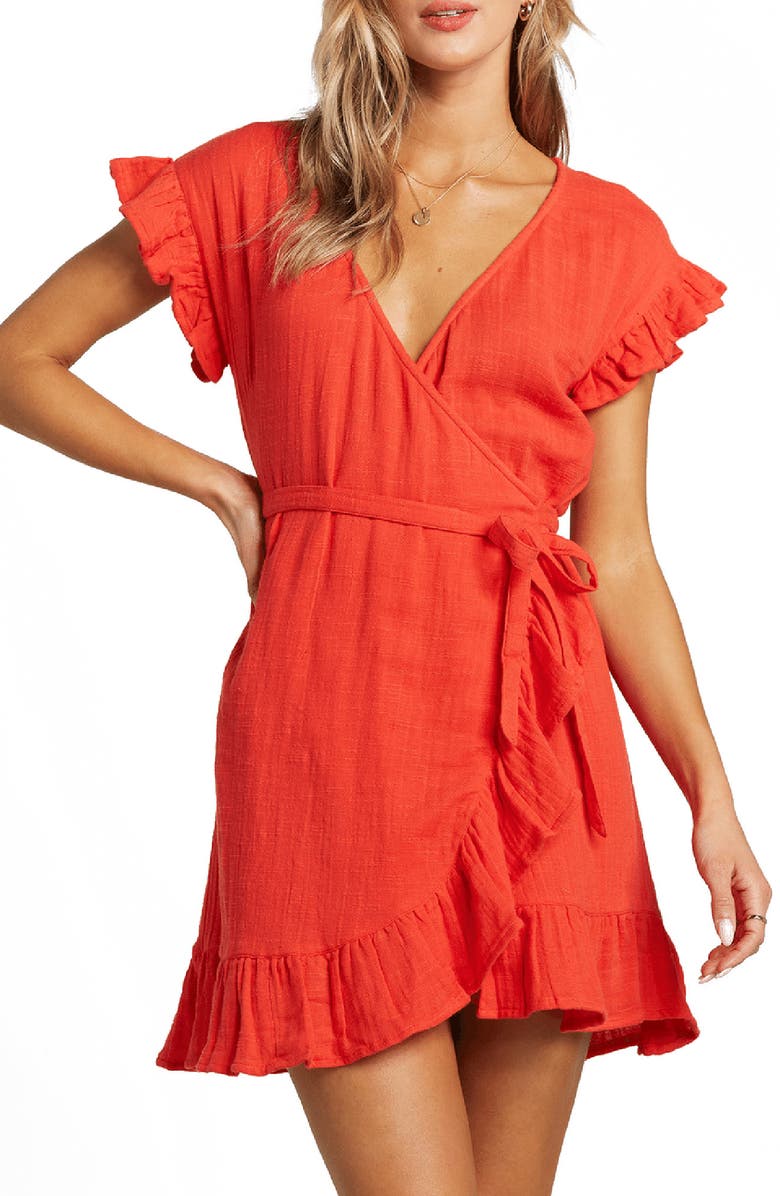 Billabong Ruffle Wrap Minidress | Nordstromrack
