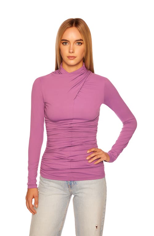 Susana Monaco Long Sleeve Crisscross Top In Grape Jam