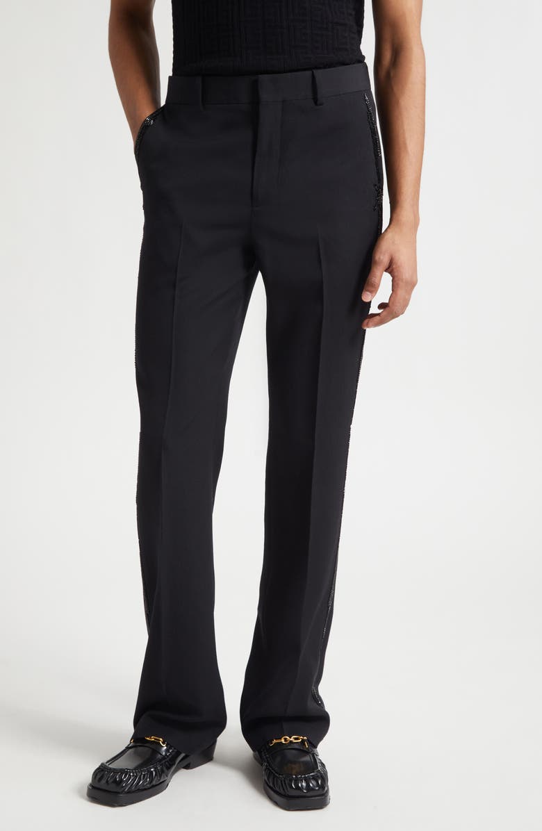 Balmain Flare Leg Wool Trousers, Main, color, Eap Black/ Black