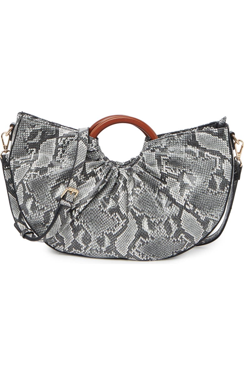URBAN EXPRESSIONS HANDBAGS URBAN EXPRESSIONS Snake Print Moon Satchel, Main, color,