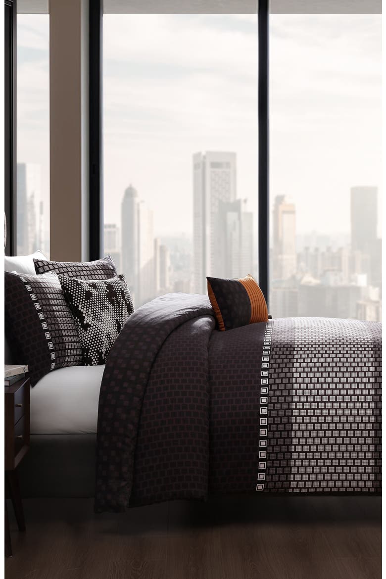 Linear Luxe Comforter Set, Alternate, color, PURPLE