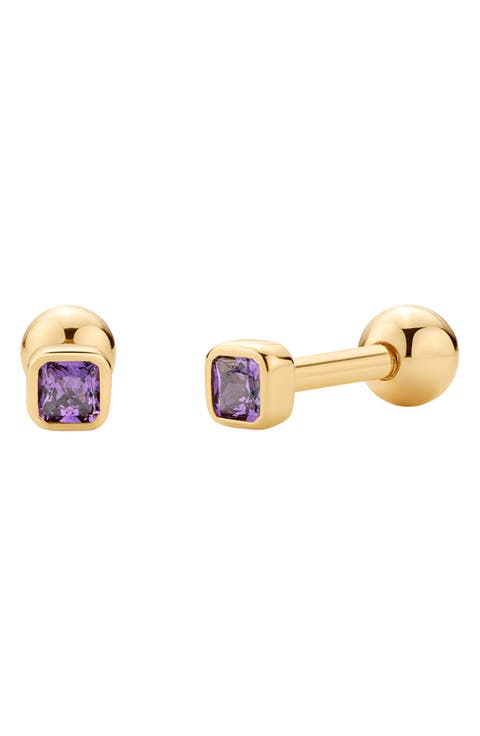 Cubic Zirconia Birthstone Stud Earrings