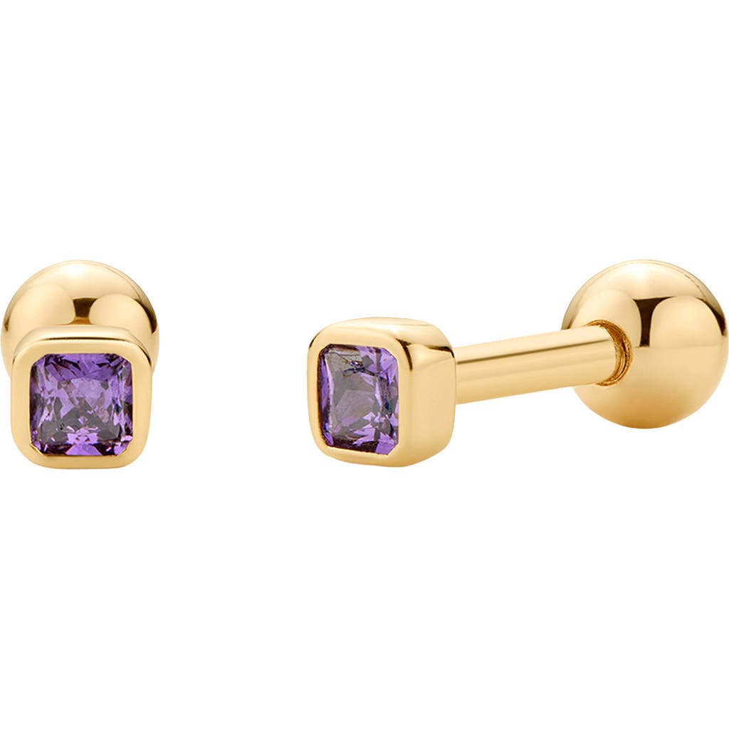 Made By Mary Cubic Zirconia Birthstone Stud Earrings In Gold