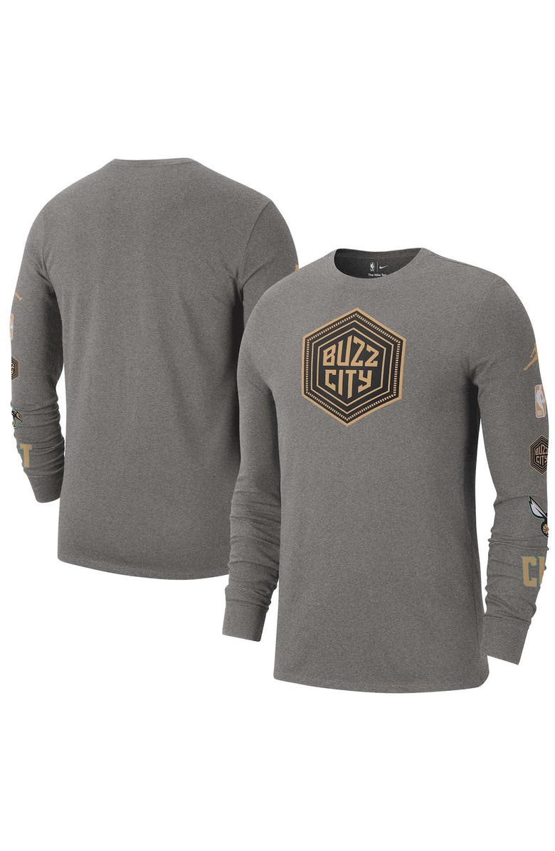 Jordan Brand Men's Jordan Brand Heather Charcoal Charlotte Hornets 2022/23 City Edition Essential Expressive Long Sleeve T-Shirt, Main, color, 