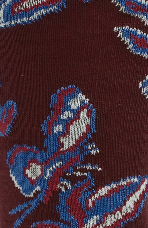 Paul Smith Bohemia Insect Pattern Cotton Blend Dress Socks In Burgundy