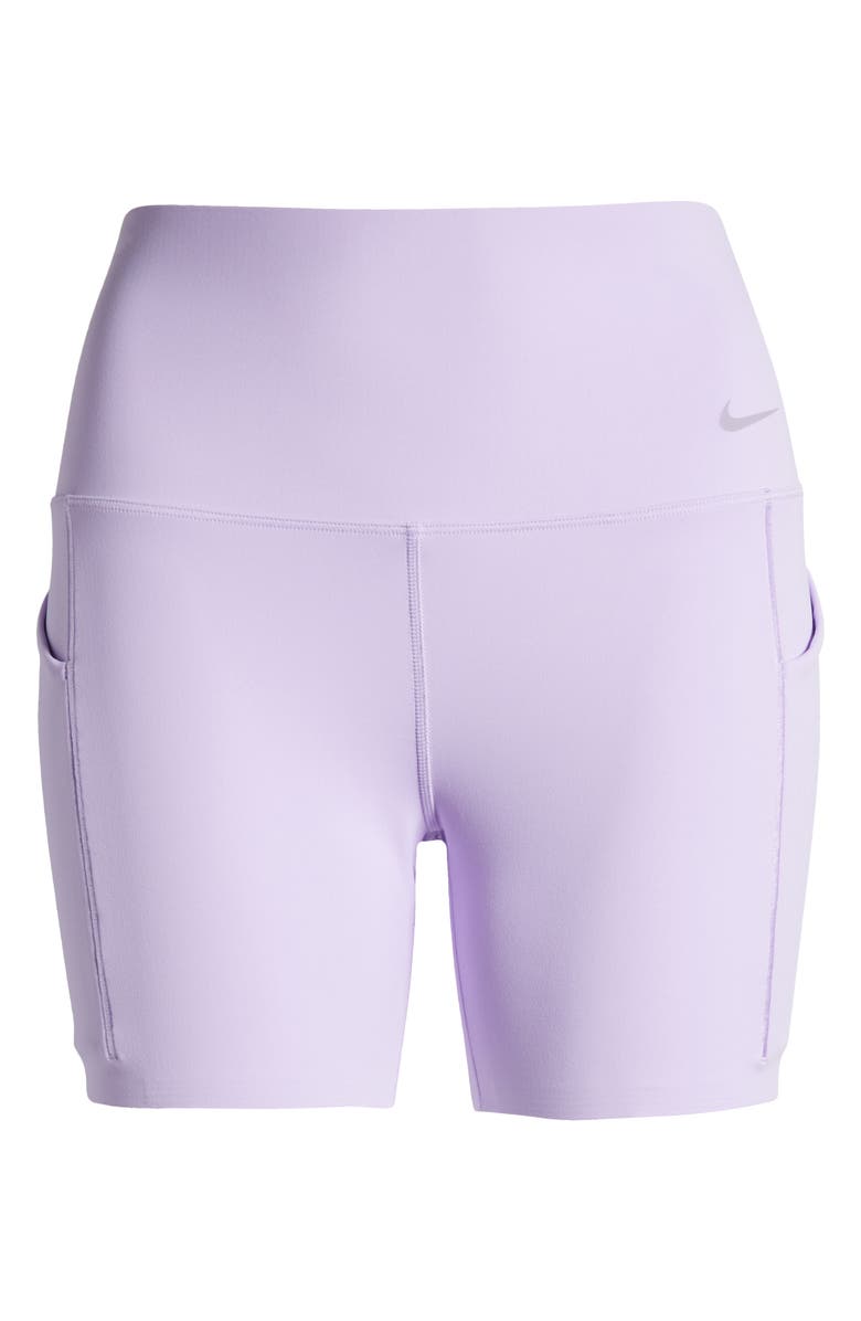 Nike Universa High Waist Bike Shorts, Alternate, color, Lilac Bloom/ Black