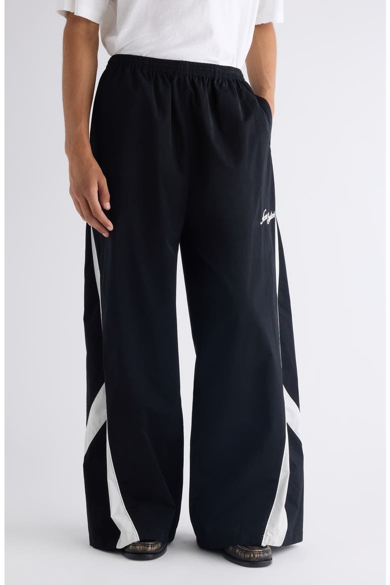Peachy Wide Leg Track Pants, Main, color, BLACK