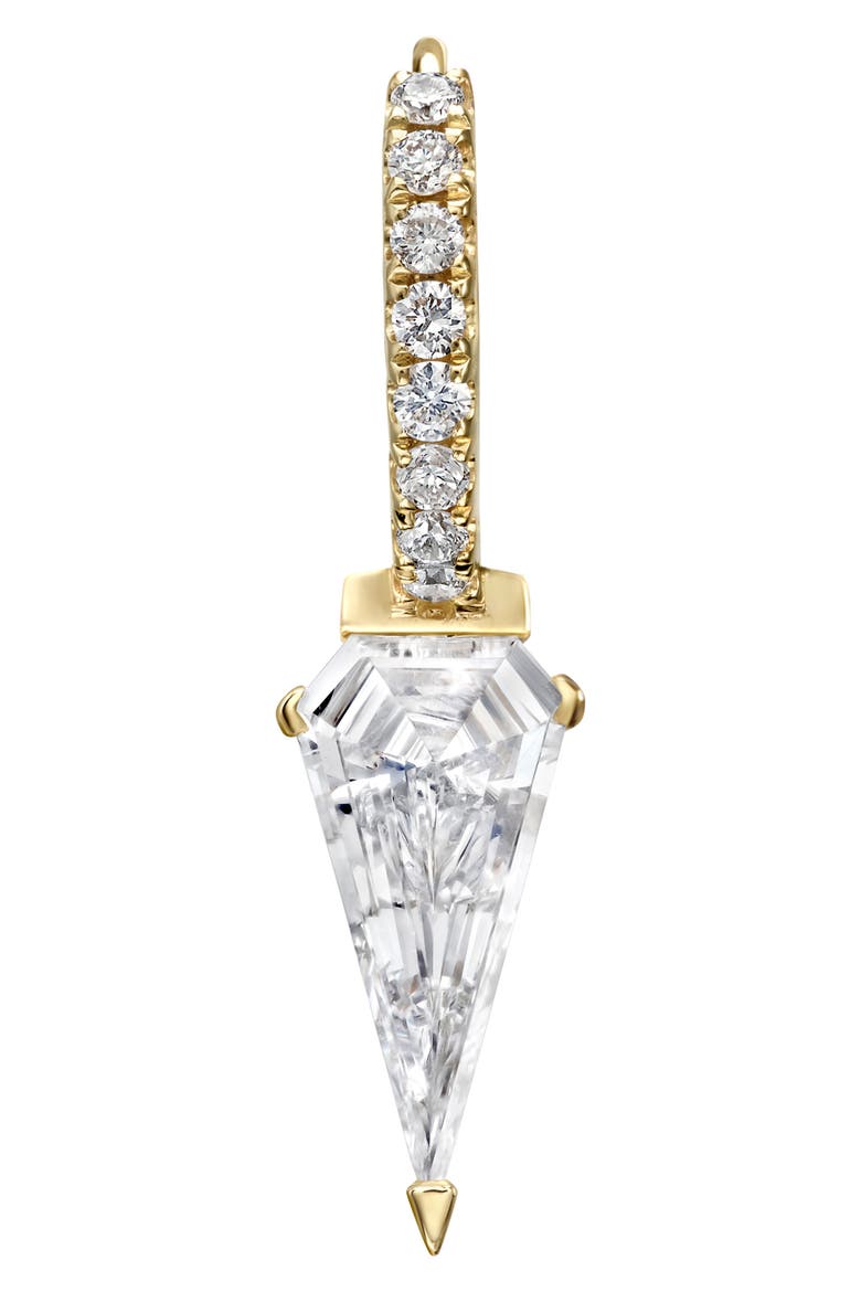 Silhouette Diamond Short Spike Eternity Single Hoop Earring, Alternate, color, YELLOW GOLD