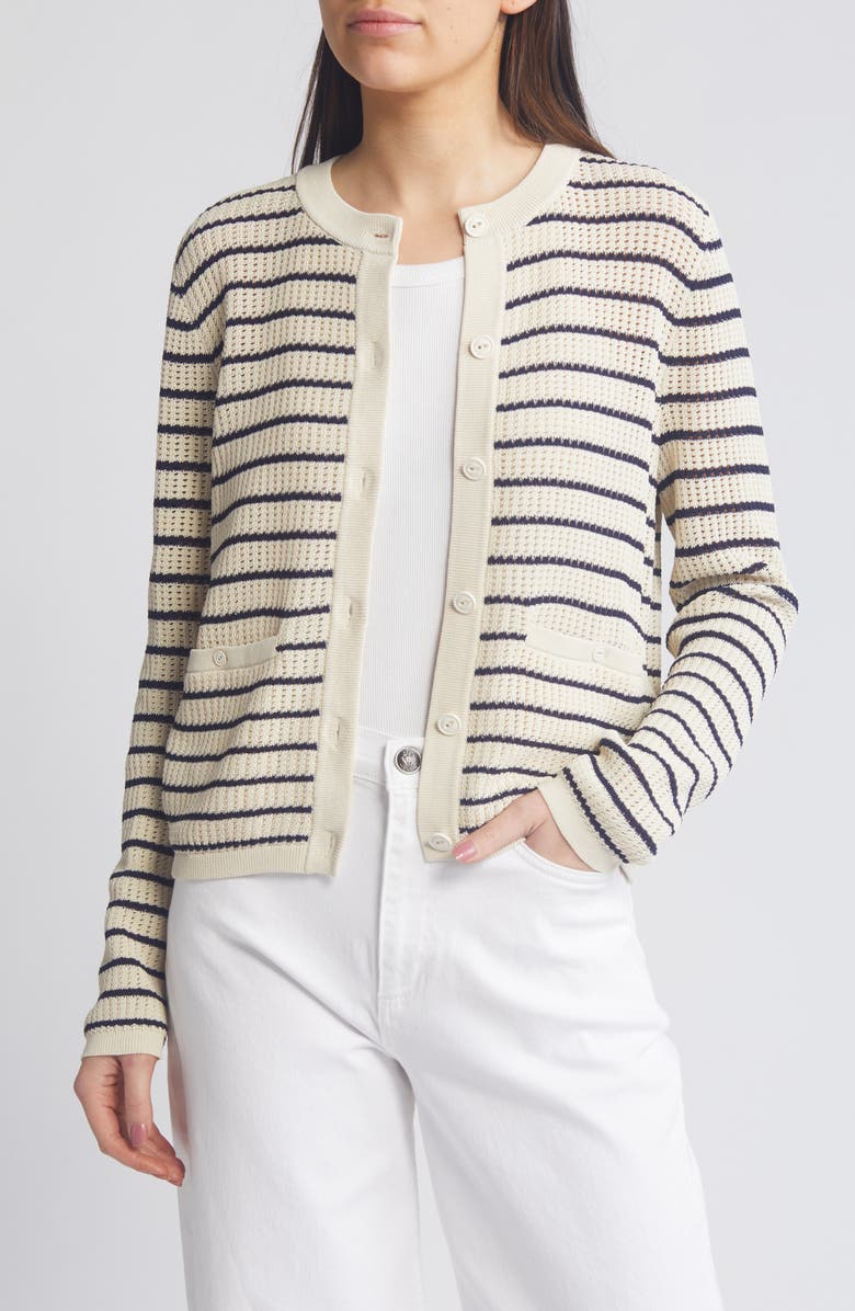 rag & bone Viola Stripe Cardigan, Main, color, Trtldvmlti
