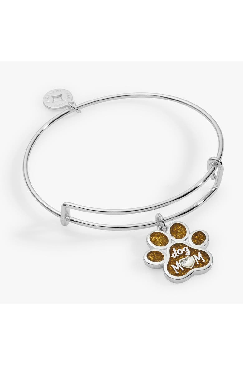 Dog Mom Charm Bangle, Main, color, Silver