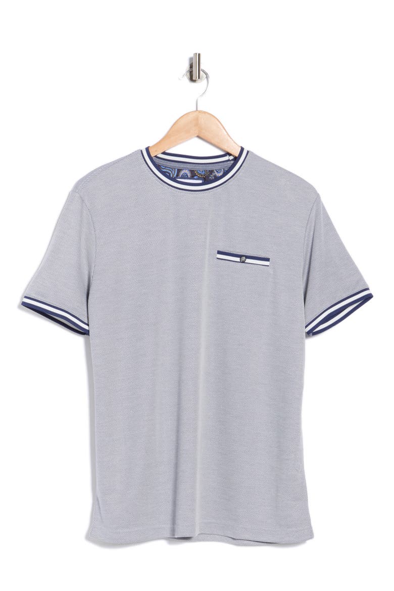 Stripe Texture Crewneck T-Shirt, Alternate, color, NAVY