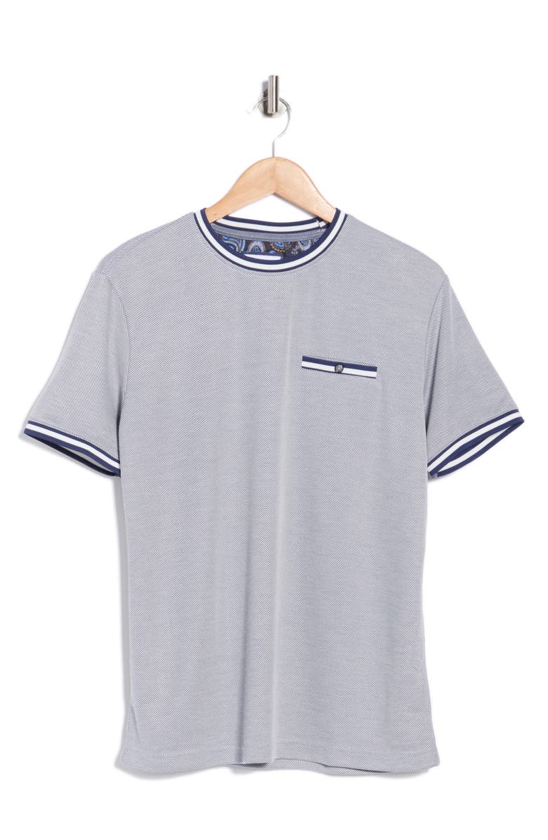 DENIM AND FLOWER Stripe Texture Crewneck T-Shirt, Alternate, color, Navy