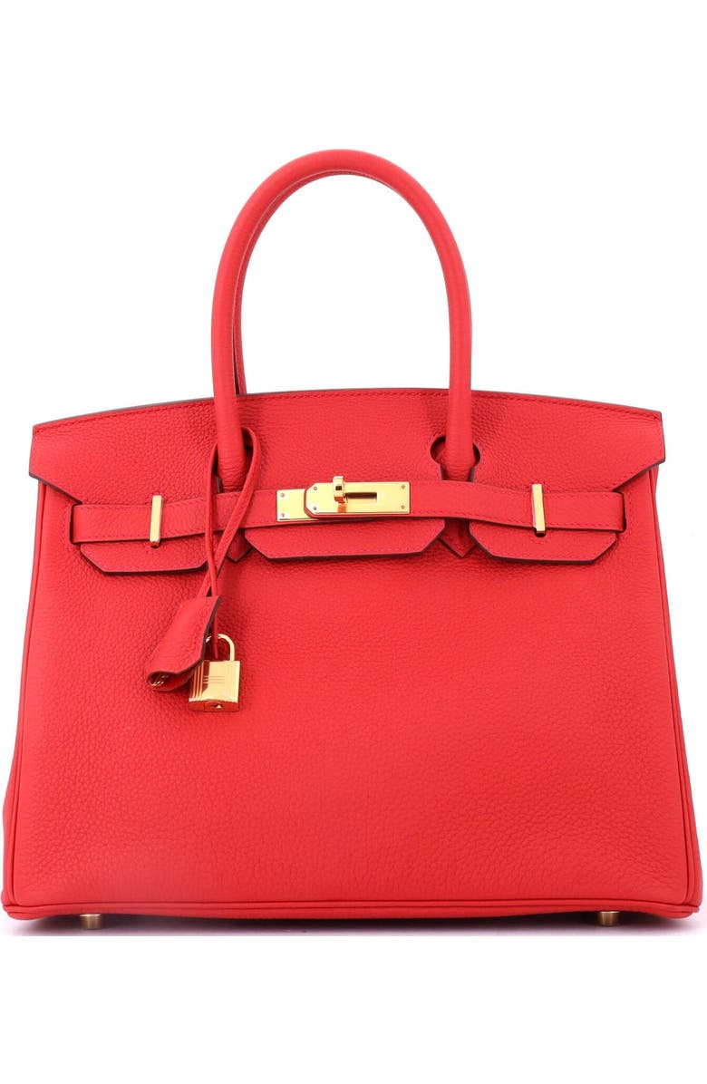 Pre-Owned Hermes Birkin Handbag Red Togo with Gold Hardware 30, Main, color, Geranium