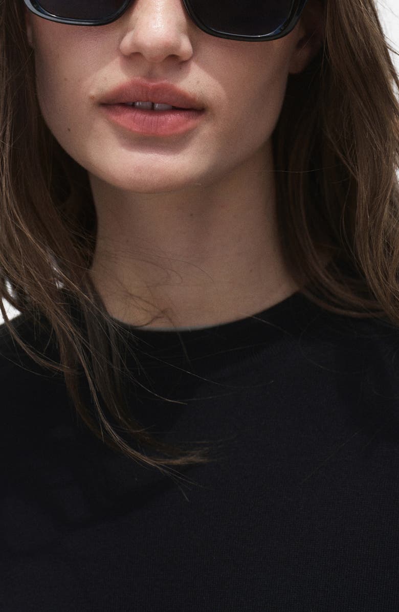 MANGO Elbow Sleeve Sweater, Alternate, color, Black