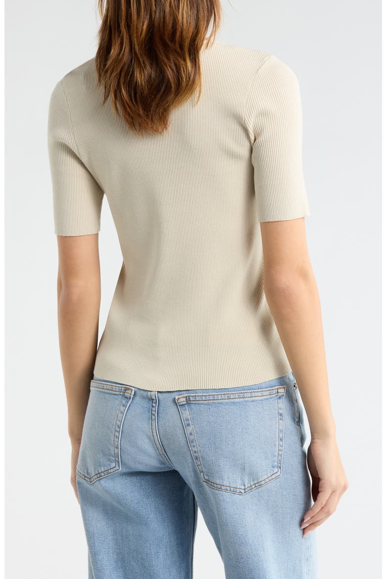 Ribbed Short Sleeve Knit Top, Alternate, color, OYSTER