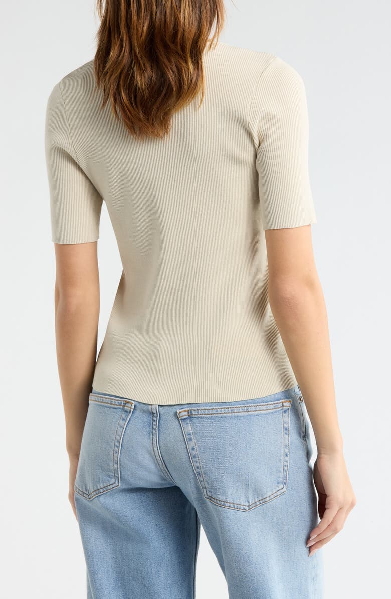 WISHLIST Ribbed Short Sleeve Knit Top, Alternate, color, Oyster