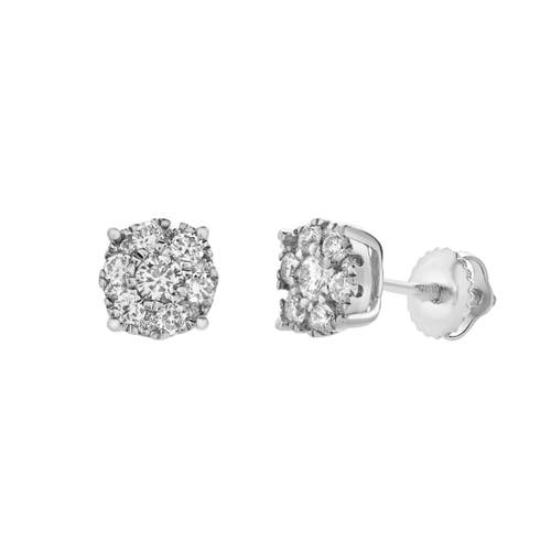 Luvmyjewelry Ballmore 10k Gold Diamond Unisex Earrings In 10k White Gold