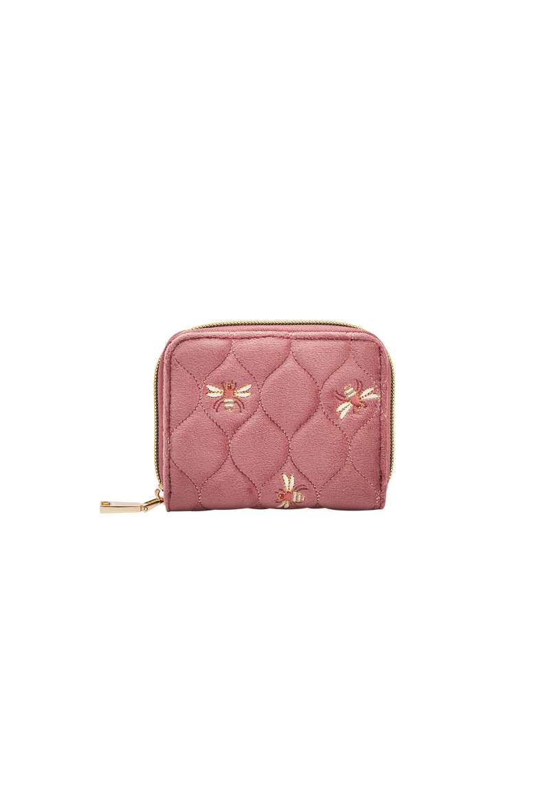 Embroidered Bee Small Wallet, Main, color, Rose Pink