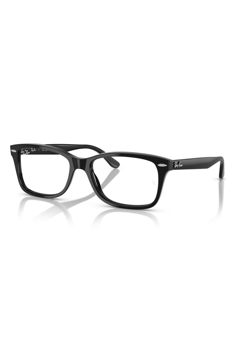 Ray-Ban 53mm Square Optical Glasses, Alternate, color, Shiny Black