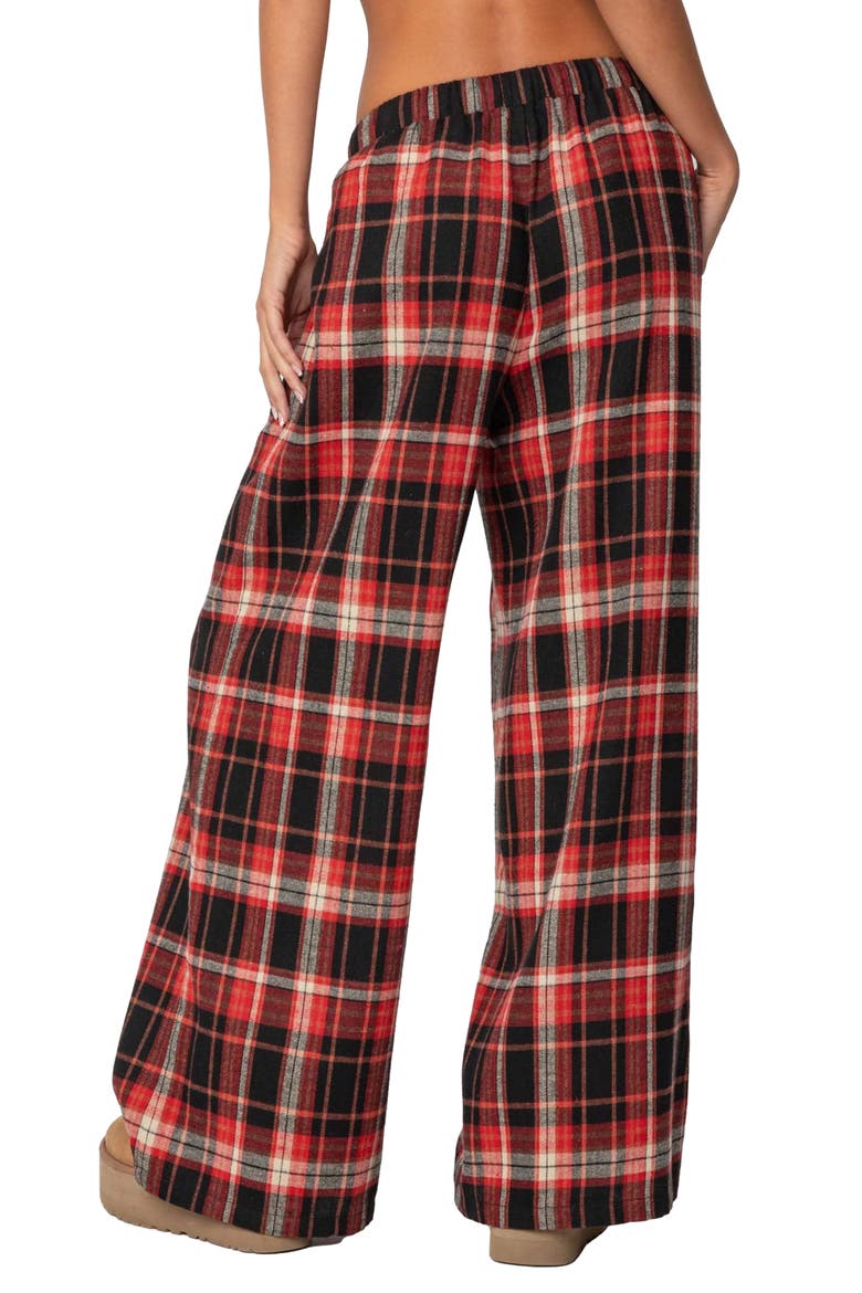 Lounge Around Plaid Wide Leg Pants, Alternate, color, RED