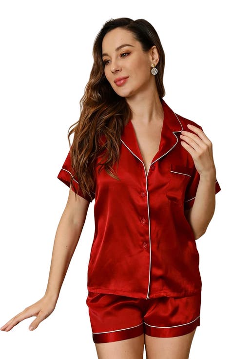 Pure Silk Pajamas Short Pjs Set Two-Piece