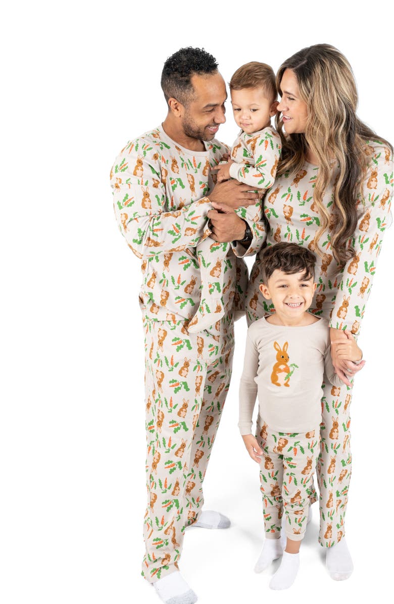 Leveret Kids Two-Piece Cotton Easter Matching Family Pajamas, Bunny Prints, Alternate, color, Rabbit