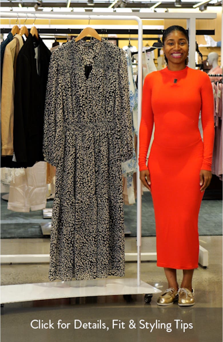 The Leyla Print Smocked Long Sleeve Maxi Dress, sales video thumbnail