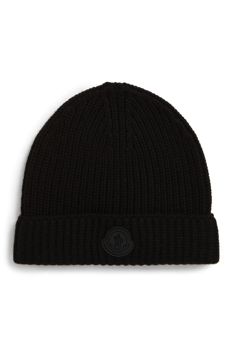 Logo Virgin Wool & Cashmere Beanie, Main, color, 999 BLACK